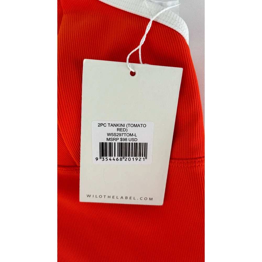Wilo The Label 2 Piece Tankini Swimsuit Tomato Orange Womens Size Large New